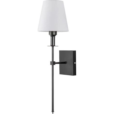 BelleRise - Ensemble d'appliques murales (1 pièce), lampe murale câblée, chambre à coucher, style campagnard, lampe de lecture de chevet (noir) (1/5)