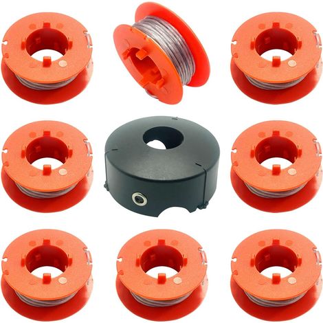 F016800175 Bobine de Fil pour Bosch Art 23 26 30 Easytrim et Combitrim, Pro-Tap Automatique Bobine Cordon Souple, 8M x 1,6mm avec Couvercle F016L71088 (8 Bobine + 1 Couvercle) (1/5)
