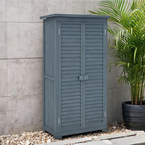 Chariot de jardin coloris gris en bois 87 x 46,5 x 160 cm (1/5)