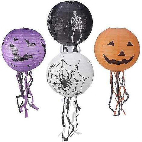 Lot de 4 lanternes en papier pour décoration d'Halloween (1/3)