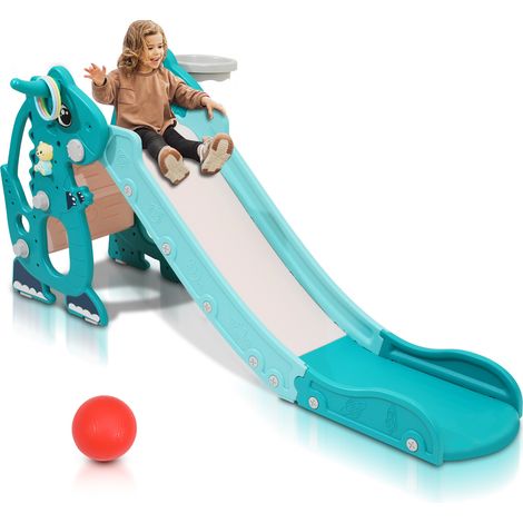 Randaco Scivolo per bambini baby 145 cm scivolo da giardino 4 in 1 scivolo basket verde