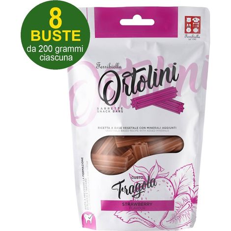 Snack Bars pour chiens Ortolotti goût fraise Petit format 8 sachets de 200 g chacun