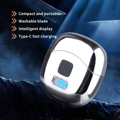 Mini rasoir pour homme, cadeau idéal pour les voyages. Rasoir électrique portable, double lame à grille, charge rapide USB-C, indicateur de charge LED, tête de coupe lavable. (1/4)