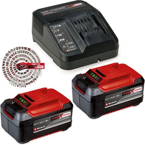 Einhell 2 x 5.2Ah PLUS 18V Battery Power X-Change Starter Kit + 3ah PXC Charger (1/5)