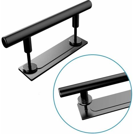 Maniglia scorrevole retrò per porta, in alluminio nero, a filo e tirante, set di maniglie per porte scorrevoli in legno, 30 cm, finitura brillante. (1/5)
