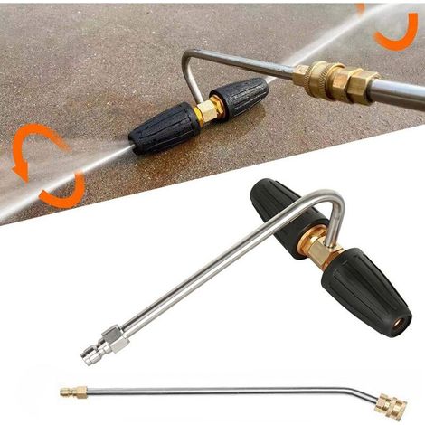 Nettoyeur de gouttière 3600 PSI 2 buses à turbine rotative + 1/4 Inch Quick Disconnect, nettoyeur à pression, outil de nettoyage de gouttière (1/5)