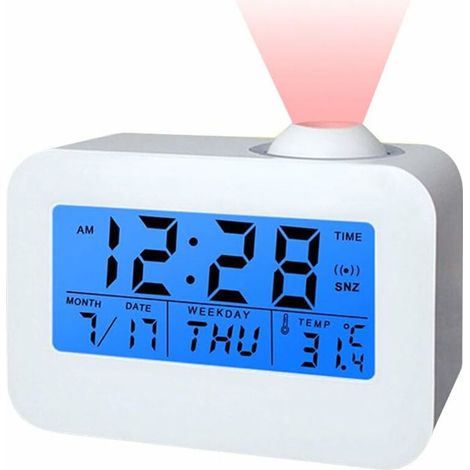 Alarme De RéTroéClairage Par RéTro-éClairage à LED Digital, RéVeil à Projection Silencieuse Avec Fonction De RéPéTition De La TempéRature Du Calendrier, Alimenté Par Batterie (1/5)