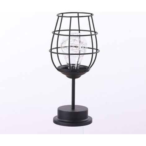 RHG Lampe Led Fer Forgé Décorative Forme De Verre à Vin Veilleuse Douce Intérieur Pour Chambre Et Table De Chevet Petite Lampe Et Élégante (1/4)