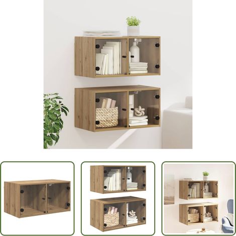 Rangement salon -  Cabinets muraux 2 pcs Chêne artisanal 68 x 37 x 35 cm (1/5)