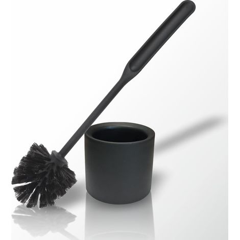 Brosse de Toilette avec Support Kit Brosse WC et Récipient Intérieur Garniture de Nettoyage Toilettes pour Hôtel Auberge Pension Restaurant pour Hygiène Salle de Bain Moderne Noir Mat 35 x 11 cm (1/5)