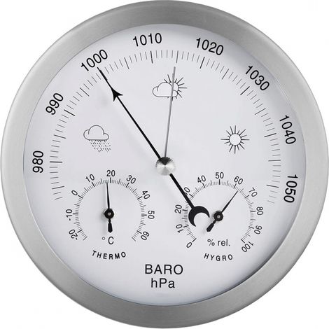 3-in-1 Weather Station - For Indoor and Outdoor Use - 13cm Diameter - Barometer, Thermometer, Hygrometer (1/5)
