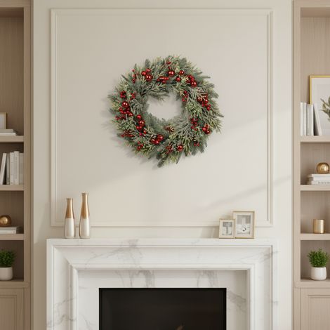 Ghirlanda natalizia in pvc con bacche rosse per decorazioni natalizie -60 cm (1/5)