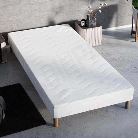 Umberto Ravelli – Sommier tapissier 90 x 190 cm – 11 lattes en bois massif – Toile blanche résistante – 4 pieds en bois massif – Conforme aux normes C.E.