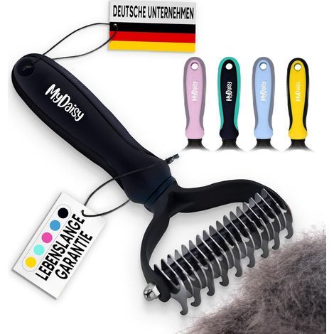1 - Brosse Chien - Peigne Chat - Élimination Sous-Poil Et Nœuds - Toilettage Poils Longs Et Courts - Acier Inoxydable - Noir - 18x10cm