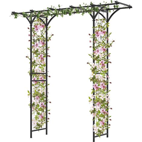Goplus – Arche de jardin en métal 200 x 52 x 206 cm – Treillis pour plantes grimpantes – Structure triangulaire stable – Décoration extérieure mariage