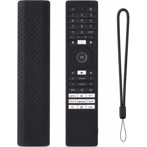 Housse en Silicone Noire pour Télécommande TV Compatible Toshiba CT-ERF, Étui de Protection à Découpes (1/5)