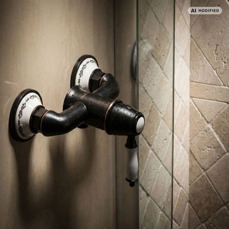 PaulGurkes Robinet de Douche Rétro Noir Design Monocommande (1/5)