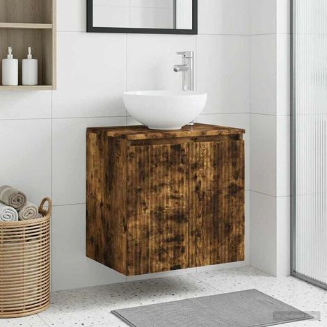 Vanité de lavabo mural Chêne Fumé 49,5 x 41 x 64,5 cm, Design Moderne (1/5)