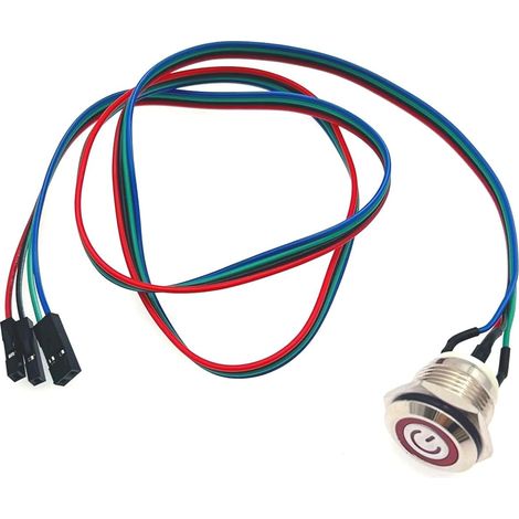 1x interrupteur d'alimentation PC, bouton de châssis en métal pour hôte d'ordinateur, câble de bouton d'alimentation LED marche/arrêt d'alimentation ATX pour ordinateur de bricolage (60 cm) (1/5)