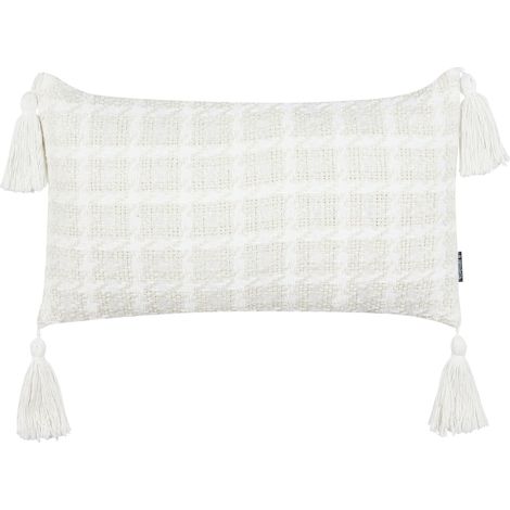 Coussin en Coton 30 x 60 cm Housse à Carreaux Salon Chambre Bureau Beige Douris (1/5)