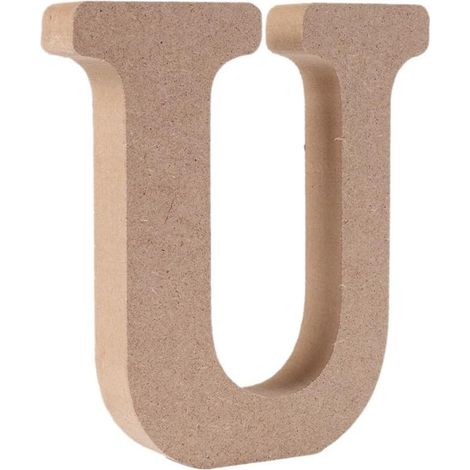 MINKUROW Lettere Decorative in Legno (U) Colore Originale 26 Alfabeti Opzionali per Deco Nome dei Bambini Matrimonio Compleanno Festa Decorazione della Casa e della Camera da Letto