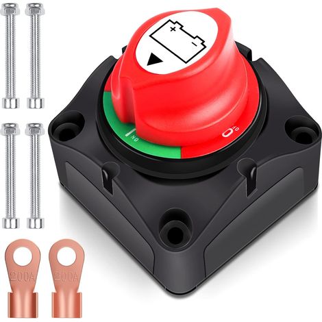 Interrupteur de Batterie 12V/24V/48V - Interrupteur Principal 275A en Cuivre Étamé avec Cosse de Câble Annulaire, Parfait pour Voitures, Camping-Cars et Yachts (1 Paire, 4 Voies) (1/5)