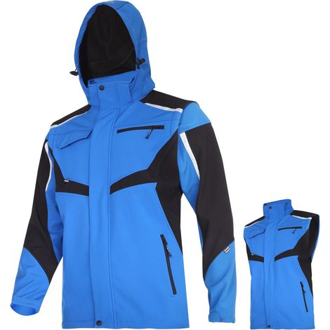 Giacca softshell con cappuccio e maniche, blu-nero, L, CE, lahti (1/2)