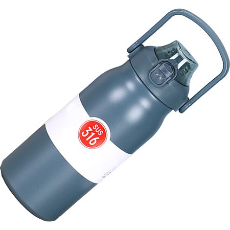 Gourde isotherme portable en acier inoxydable de 1000 ml avec poignée et paille, idéale pour le sport en extérieur. Couleur : bleu paon. (1/5)