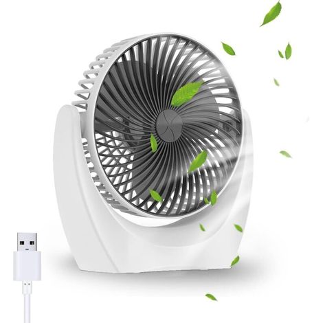 ventilateur de bureau USB, ventilateur silencieux portable, mini ventilateur puissant, 3 Vitesse petit ventilateur table pour La Chambre, bureau, domair,cuisine(Rotation 360°,Alimenté par US (1/5)