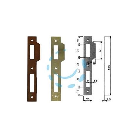 CONTROPIASTRA RIDOTTA PER SERRATURA A BUSSOLA PATENT BORDO QUADRO - acciaio ottonato verniciato (B.00570.05.03)