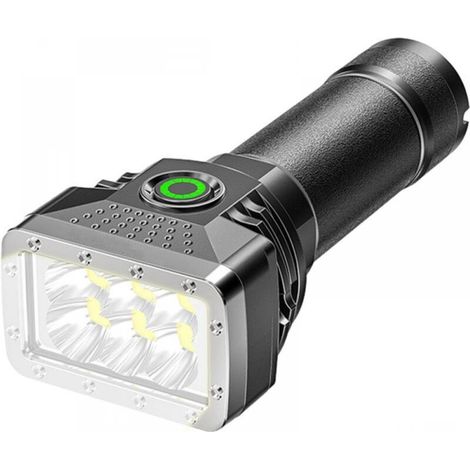 Lampe torche LED rechargeable, 6 LED, faisceau lumineux ultra-lumineux, 4 modes, étanche, pour la chasse, les urgences et le camping. (1/4)