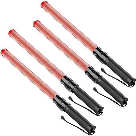 Superneues 4er-Pack Verkehrsleitstab, 53 cm LED-Verkehrsleitstab, Sicherheitslichtstab mit 2 Blinkmodi, Signalstab für Verkehrslotsen (1/4)