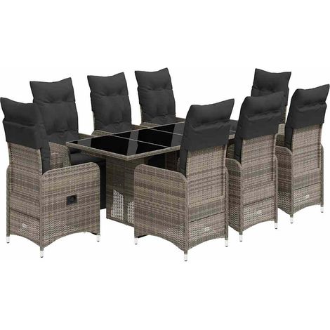 Maison Exclusive - Mesita y sillas jardín 9 piezas y cojines ratá (1/5)