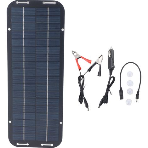 Decdeal Panneau solaire Portable 12V 5W, Conversion à haute efficacité, chargeur extérieur Compact écologique pour camping-car et moto