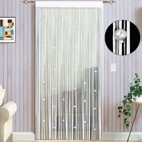 Rideau De Porte en Perles Rideau Anti Mouches pour Porte Exterieur Moustiquaire Rideaux Rideau Anti Mouche Exterieur Cloison De Séparation De Pièces 100x200cm Blanc (1/3)