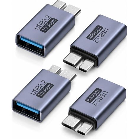 4PCS Micro B Male to USB Female Adapter, Compact USB 3.0 Connector for Data Transfer and Charging, OTG Adapter Compatible with PC, Laptop, External Hard Drive and Tablet (1/5)