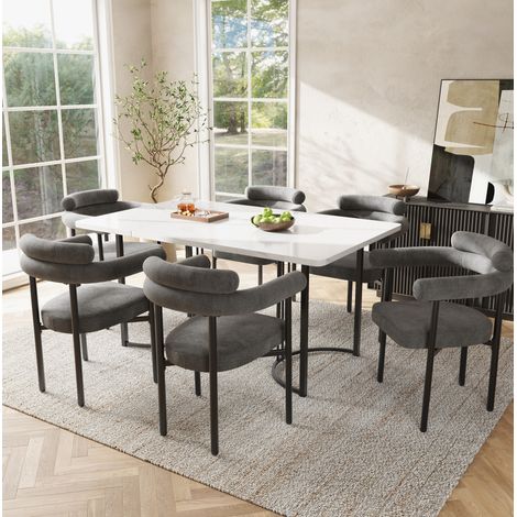 Chaises de salle à manger, lot de 6, 70 x 62 x 84 cm, gris foncé, effet suédine, HAVRYA (1/5)