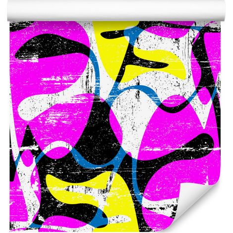 Carta da parati con disegni graffiti colorati per soggiorno e camera da letto, 50x1000 cm (1/5)