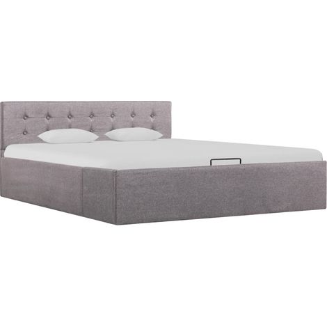 Lit double pour adulte Cadre de lit - à stockage hydraulique Taupe Tissu 140x200 cm BV954045 - BonneVie (1/5)