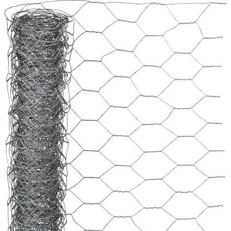 Grillage hexagonal galvanisé - NATURE - 1 x 25 m - Ep. 25 mm - Gris