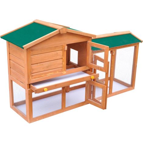 Conejera exterior grande 140 x 46 x 85 cm para mascotas pequeñas de madera 020000622