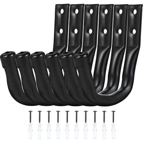 Crochets Muraux Garage 6 Pièces, Crochets Lourds de Suspension, Supports Muraux pour Vélo, Échelle, Outils de Jardin, Tuyaux, avec V (1/5)