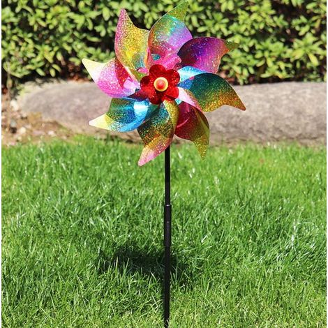Moulin À Vent - Jouet De Ferme En Plastique Épais - Décoration Extérieure Pour Jardin Pelouse - 1 Pièce (1/4)