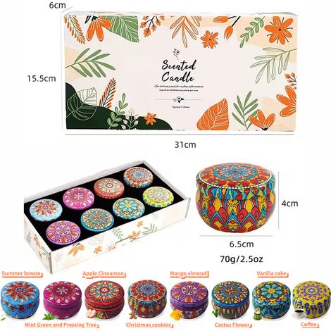 Coffret cadeau de 8 bougies parfumées à la cire de soja, bougies aux huiles essentielles pour femmes, cadeau d'anniversaire pour une maman (1/5)