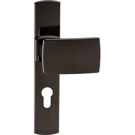 Ensemble Poignée de Tirage Extérieure et Poignée Standard Intérieure - Réversible Droite/Gauche - Clé I Porte Palière - Entraxe 195 mm - en Zamak - Diamant Noir