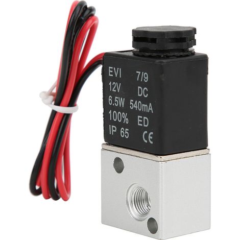 Électrovanne à action directe pour eau, air et huile, 2 positions, 3 voies, corps en alliage d'aluminium, G1/8 po (DC12V)