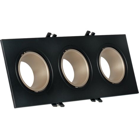 Aro Downlight Cuadrado Basculante Triple GU10 / MR16 - Bajo