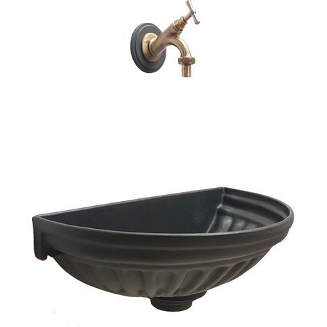 Fontaine murale modèle Versilia pour jardin potager avec robinet code 303B en laiton bruni