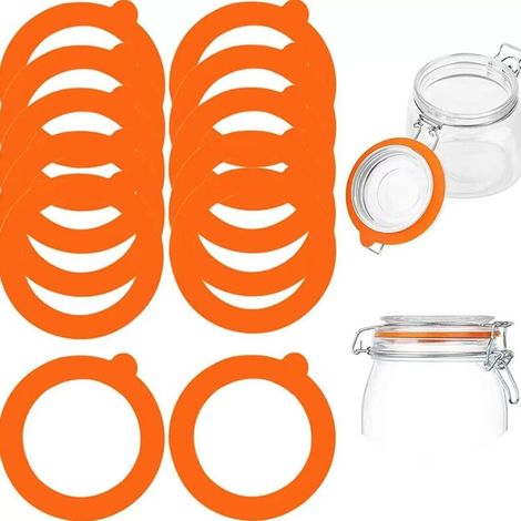 [NIEMALS VERWENDET] Silikon-Gummidichtungen für Gläser, orange, 95 x 73 mm, 12er-Pack – Ersatzdichtungen aus Silikon – Gummidichtungen für Gläser