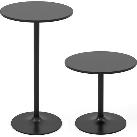 Verstellbares Bistrotisch-Set - 2 Höhen, 60 cm Durchmesser, Schwarz